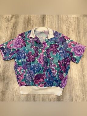 Vintage Act III Floral Button‎ Front Top Made in USA